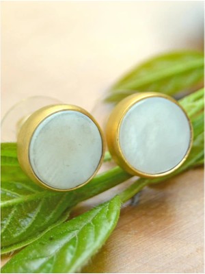 Stoneage Küçük Sedef Doğal Taş Küpe