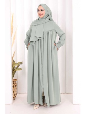 Bym Fashion Biritli Ferace Şal Hediye ! 7056 Mint