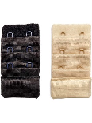 Royaleks 2 Adet Agraf Sütyen Uzatma Kopçası 3 Sıra / 2 Kanca Siyah Ten