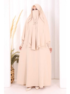 Bym Fashion Peçeli Cilbab Model Elbise 6063 Taş