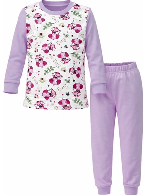 Remsa Kız Çocuk Pamuklu Desenli Pijama Takımı 6068-11 Mor