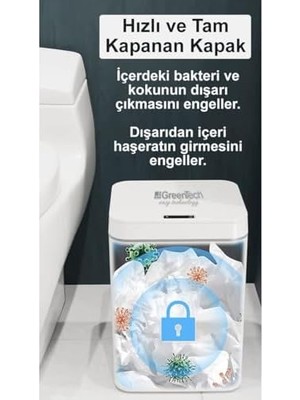Velora Sensörlü 16 Litre Çöp Kovası (Şarj Edilebilir Lityum Pilli) / GT-SC03