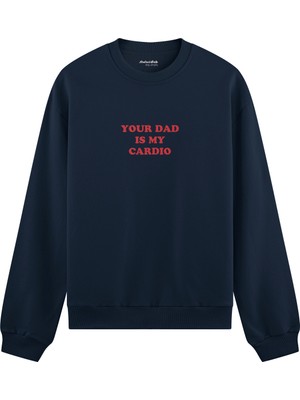 The Lucid Lab Your Dad Is My Cardio Oversize Sweatshirt - Lacivert