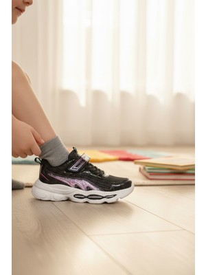 Enoch Dalgalı Panel Desenli ve Cırtlı Çocuk Ayakkabı