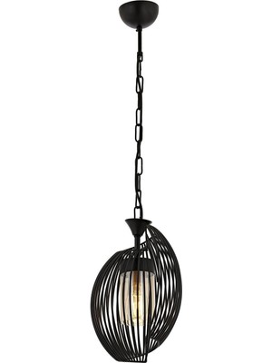 Velora AV-60397-1BSY Siyah Boyalı Modern Avize E27 Metal Cam 20CM