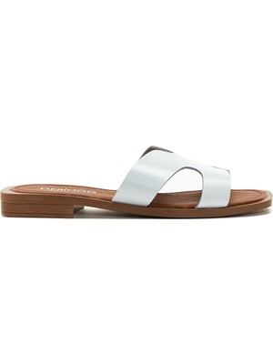 Derimod Kadın Beyaz Deri Terlik 26SFD330518