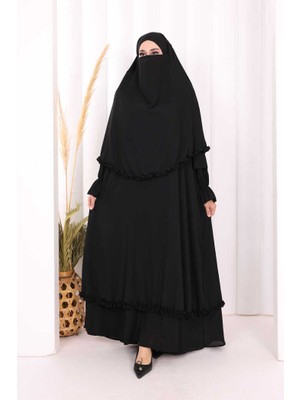 Bym Fashion Hac Umre Sufleli, Elbise Takım Şal Hediye  3951 Siyah