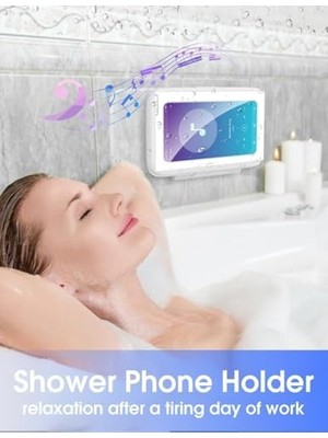 Velora 360° Döner Su Geçirmez Duş Telefon Tutucu, Buğu Önleyici Hd Dokunmatik Ekranlı Banyo Telefon Kutusu, 7’’ Evrensel Uyumlu, Duvar Montajlı, 19×11×3 cm