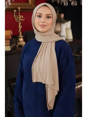 İmaj Butik Bej Helen Önü Süngerli Pratik Penye Şal