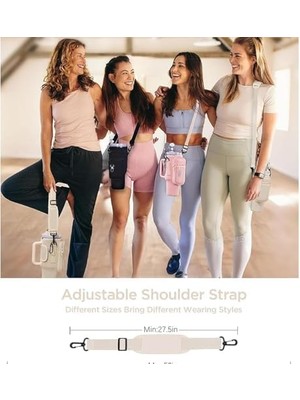 Velora Su Şişesi Tutucu Çanta, Krem Renkli Su Şişesi Taşıma Çantası, Telefon Cebi ve Ayarlanabilir Askılı, 40OZ Matara Tutucu, Pipet Kapağı ve Karabinalı