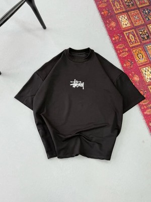 Luz&Pos Erkek Baskılı Oversize T-Shirt - Siyah