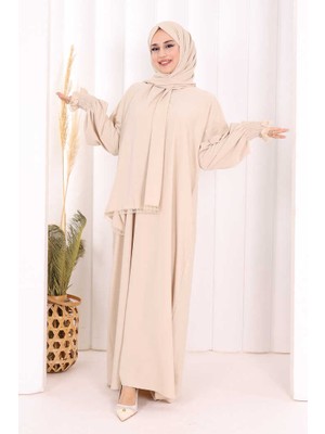 Bym Fashion Kendinden Şallı Namaz  Elbisesi 8007 Taş
