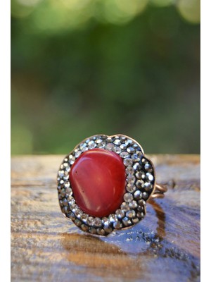 Stoneage F02619 Mercan Doğal Taslı El Yapımı Yüzük