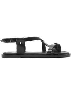 Derimod Kadın Siyah Tokalı Deri Bodrum Sandalet 26SFD332318