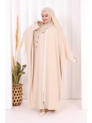 Bym Fashion Fermuarlı Yarasakol Ferace 6002 Taş