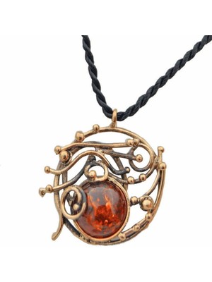 Stoneage F04410 Sıkma Kehribar Özel Tasarım Kolye