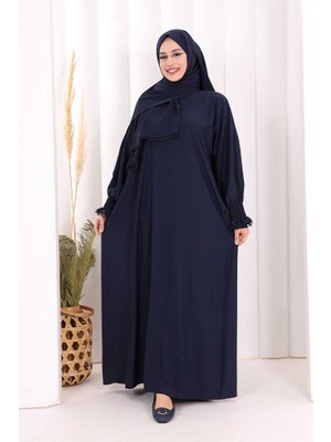 Bym Fashion Kendinden Şallı Namaz  Elbisesi 8007 Lacivert