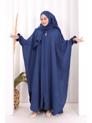 Bym Fashion Hac Umre Pançolu Elbise Takım Şal Hediye 8002 Lacivert