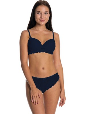 Royaleks Dolgusuz Full Dantelli Sütyen Takımı Lacivert