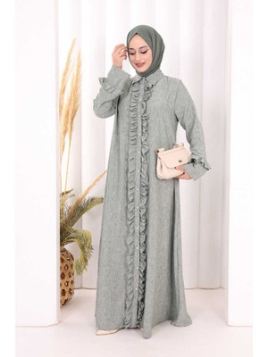 Bym Fashion Fırfır Detaylı Elbise 6066 Mint