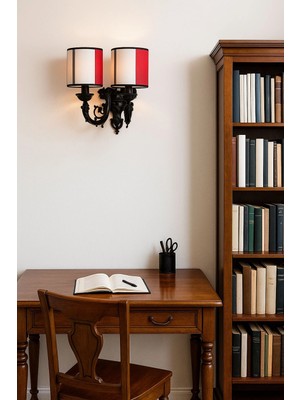 Massarelli Lugus Ikili Aplik Siyah-Kırmızı-Siyah Çizgili