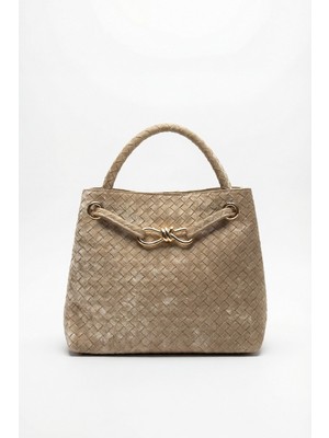 Bahels Kadın Venty Bej Renk Gold Tokalı El ve Omuz Çantası