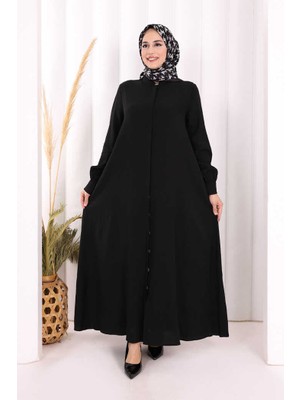 Bym Fashion Hac Umre Elbise Boydan Düğmeli 7053 Siyah