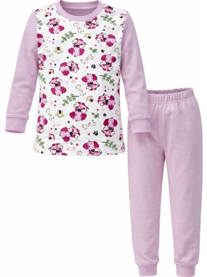 Remsa Kız Çocuk Pamuklu Desenli Pijama Takımı 6068-11 Lila