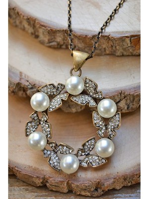 Stoneage Incili Kelebek Kadın Kolye