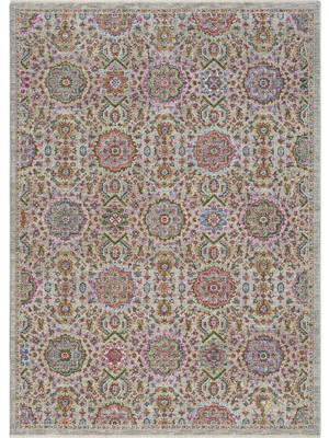 Seyran Monde 802 Çok Renkli Antialerjik Polyester Makine Halısı – %100 Pamuk Taban, Düz Saçak