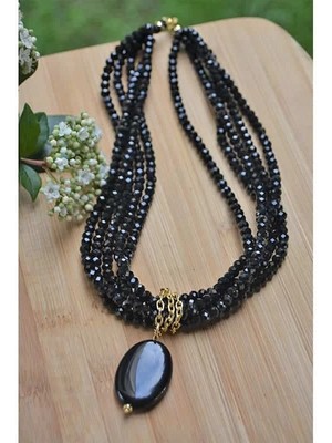 Stoneage RF03279 Oniks Doğal Taş Tasarım Kadın Kolye