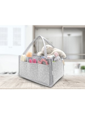 Babyjem Keçe Anne Bebek Bakım Çantası Organizer Gri Çiçek
