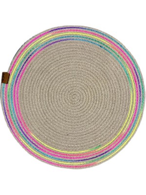 Runaway DecoHandy 39cm Neon Renkli Şeritli Jüt Örme Supla Amerikan Servis