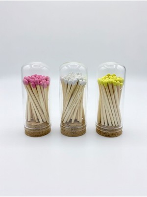 The Kibrit House  “butik Lüks Dekor – 3’lü Fransız Stili Renk Temalı Kibrit Seti | Kristal Cam Tüp & Mantar Kapak”