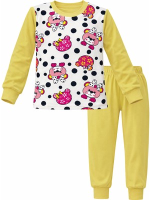 Remsa Kız Çocuk Pamuklu Desenli Pijama Takımı 6068-12 Sarı01