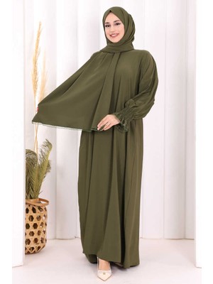 Bym Fashion Kendinden Şallı Namaz  Elbisesi 8007 Haki