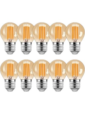 Velora 4 Watt Mini Top Ampul LED Filament G45 Cam Rustik Ampul E27 Duy 1800K Işık Rengi 10 Adet