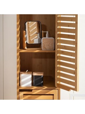 Velora Bambu Büyüteçli Ayna Beyaz 16X5.8X21.8