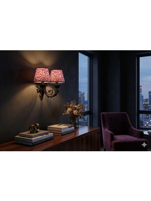  massarelli Artur Ikili Aplik Siyah-Fuşya Çiçekli