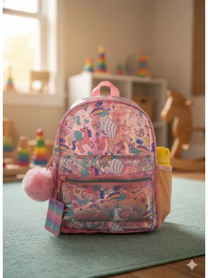 Marka Şeffaf Hologramlı Unicorn Sırt Çantası Pembe