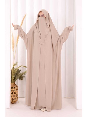 Bym Fashion Medine Kendinden Peçeli Sufleli Cilbab 6032 Taş