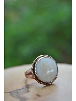 Stoneage El Yapımı Sedef Doğal Taş Ayarlanabilir Kadın Yüzük