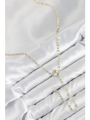 Aesco Pirinç Zirkon Taşlı Yonca Model Gold Renk Kadın Y Kolye - Lisinya