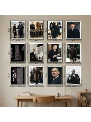 Akıllı Kağıt Statik Tutunma Özellikli 12 'li Atatürk Poster Set 24 - 30