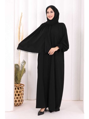Bym Fashion Kendinden Şallı Namaz  Elbisesi 8007 Siyah
