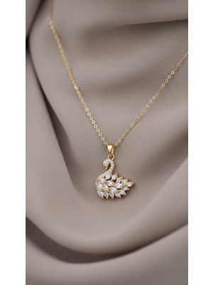 TrendyX Kuğu Kolye - Zirkon Çok Taşlı Çelik Materyal