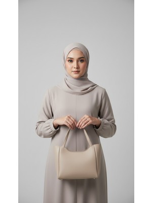 TrendyX Büyük Boy Kol Çantası - Bej - Suni Deri
