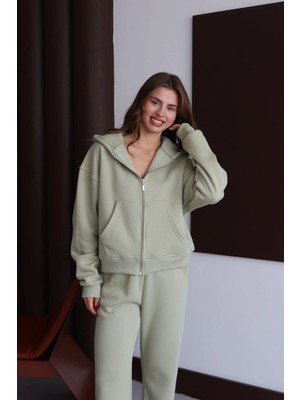 Zengezur Mall Matrixzn 3 Iplik Şardonlu Kapşonlu Hoodie Frm Mint P510437 (Beden: M)