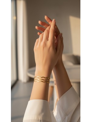 TrendyX 3lü Zikzak Çelik Bileklik - Çelik