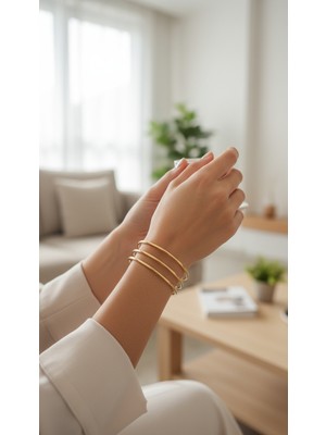 TrendyX 6.5 mm Çelik Düz Ajda Bilezik – Altın Kaplama Şık ve Dayanıklı Takı